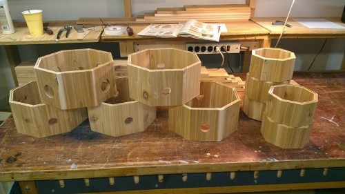 Multiple cedar bird houses